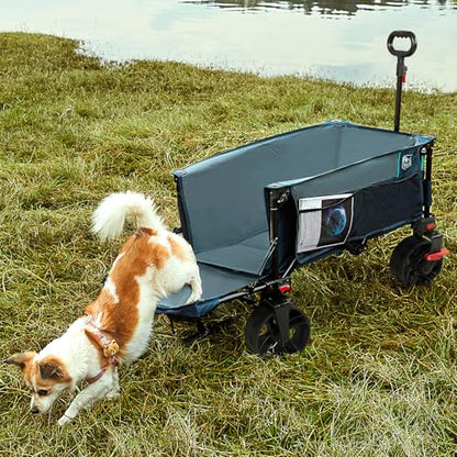 Timber Ridge 47" L Collapsible Wagon with Tailgate & Brake - color: Blue, size: 250L