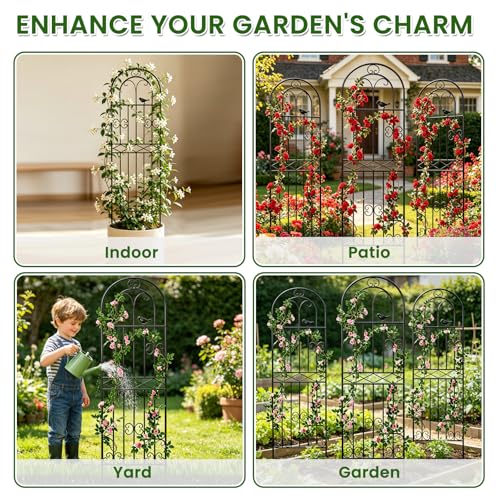 1 Pack 47.2"x19.7" Metal Gardon Trellis for Climbing Plants Outdoor, Black - size: 1P: 47.2" H x 19.7" W