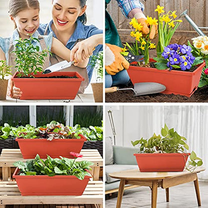 Window Box Planter,7 Pack Plastic Vegetable Flower Planters Boxes - color: Red, size: 16.6 x 7 x 5.9 inches