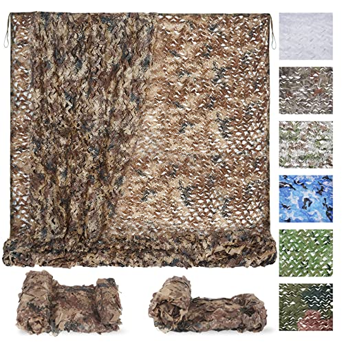 Sposuit Camo Netting - Camouflage Net 10x20 20x20 10x10 5x10 5x20, Military Camo Netting for Hunting Bulk Roll, Camo Tarp Sunshade Net for Party Decorations, Sunshade, Camping Ghillie Netting - color: Desert, size: 13ft x 20ft(4M x 6M)