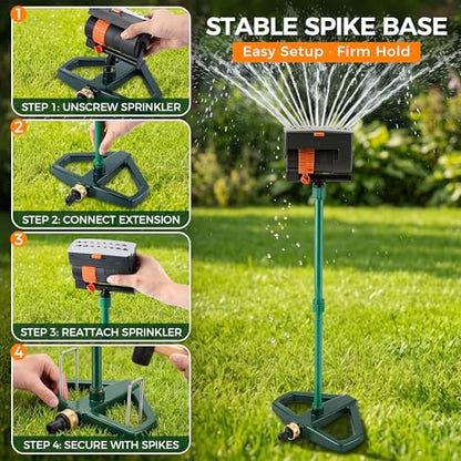 4 Way Adjustable Mini Turbo Oscillating Lawn Sprinkler(Weighted Base) - style: Metal Weighted Base