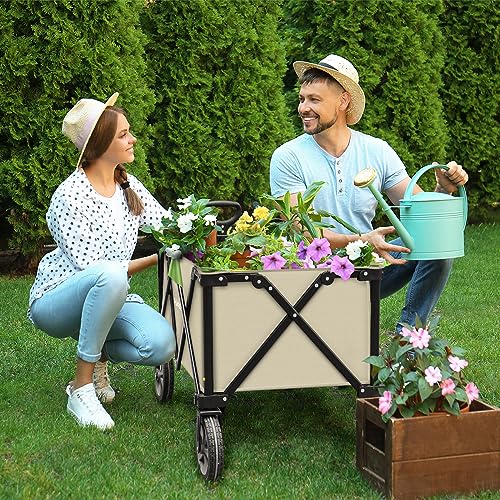 HAUSHOF Collapsible Outdoor Utility Wagon, 176 lb Load Capacity, Green - color: Green