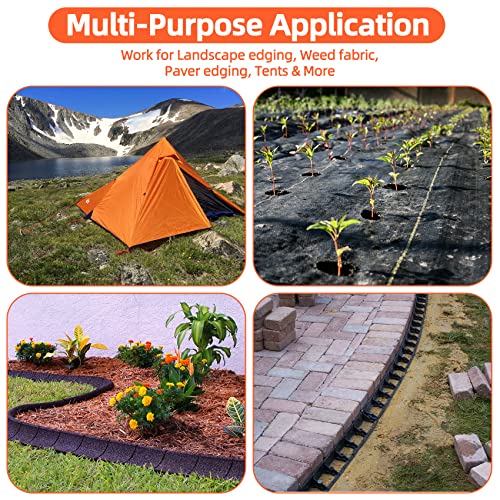 200 Count Plastic Landscape Edging Anchoring Stakes 8-Inch Garden Lawn Yard Landscaping Spikes for Paver Edging, Weed Barrier, Tent, Artificial Turf & More - color: Black-200pcs