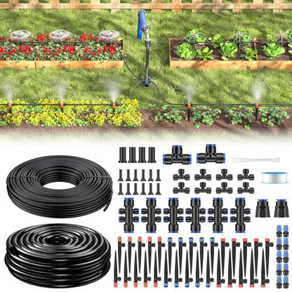 Pawfly 230 ft Quick Connect Drip Irrigation Kit, Drip Irrigation System for Garden Watering System with 1/2" (33 ft) & 1/4" (197 ft) Tubing and Accessories Garden Irrigation System for Greenhouse Lawn - size: 230 FT Drip Irrigation Kit