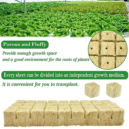 Halatool 1.2 in Rockwool Cubes for Hydroponics, 72 Plugs Seed Starter Cubes - color: 2 Sheets, size: 1.2" Cubes