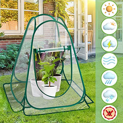 Pop Up Greenhouse Cover, Mini Greenhouse PVC Gardening Plant 4-Pack, Portable Small Green House for Indoor Outdoor, Sunshine Room Backyard Flow - style: 4 Pack