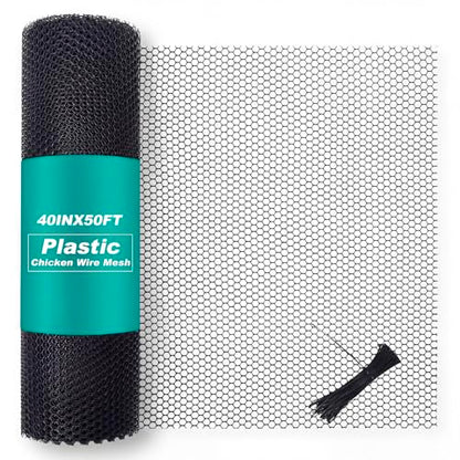 Plastic Mesh Fence Roll Black, Black, 40inx50ft - color: Black, size: 40inx50ft