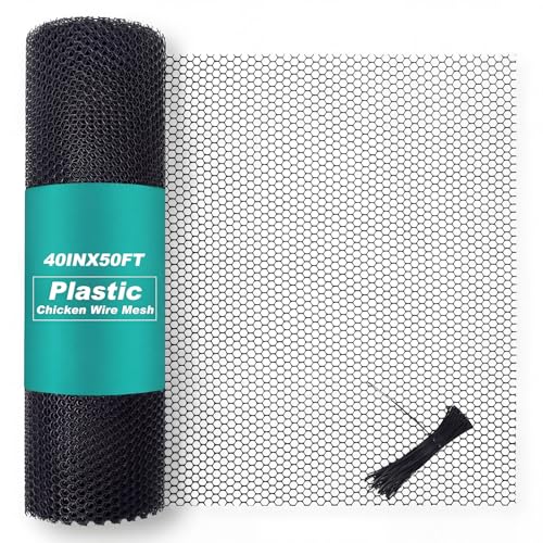 Plastic Mesh Fence Roll Black, Black, 40inx50ft - color: Black, size: 40inx50ft