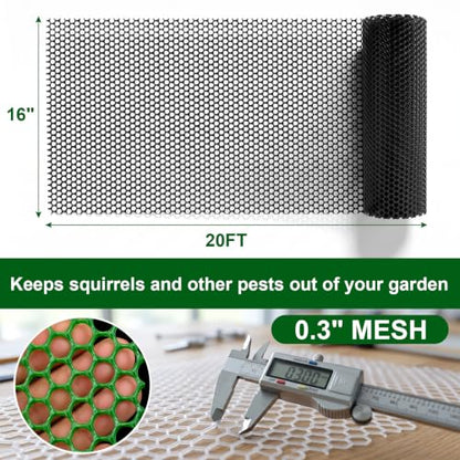 Plastic Wire Mesh Fence 16in x 20Ft Plastic Chicken Wire Mesh for Poultry, Dogs, Rabbit, Snake Barrier & Gardening Versatile Plastic Fencing (16in x 20Ft, Black) - color: Black, size: 16in x 20Ft