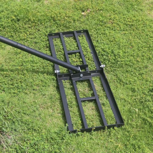 Lawn Leveling Rake, Heavy Duty Adjustable Handle Lawn Leveler Tool - size: 31.5*10inch, 6.5FT