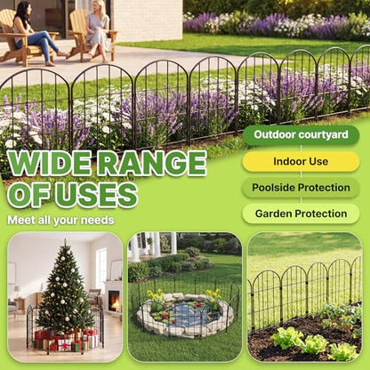 KIMAZO 25 Pack Decorative Garden Fence Panels – Metal Arched Fencing Dog Fence No-Dig Animal Barrier Fence Rustproof Garden Edging for Yard, Patio, Dog Run, Outdoor Decor Landscape & Flower Bed - size: 27.08 ft (L) x 24 in (H)