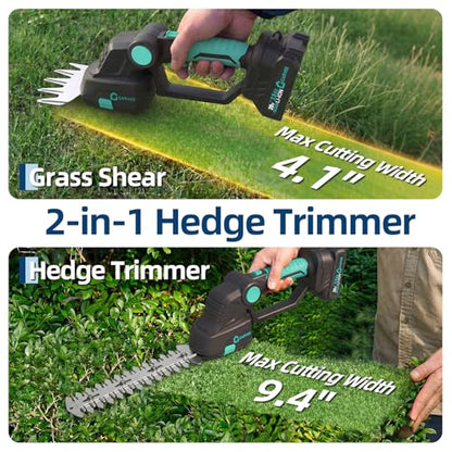Garvee 20V 2-in-1 Cordless Hedge Trimmer with 2 Batteries