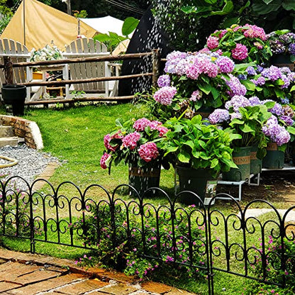 Garden Edging Border Decorative Fences Panel 18" W x 16" H 5 Pack for Flower Bed Edging Rustproof Dog Animal Barrier Fencing for Yard Metal Black
