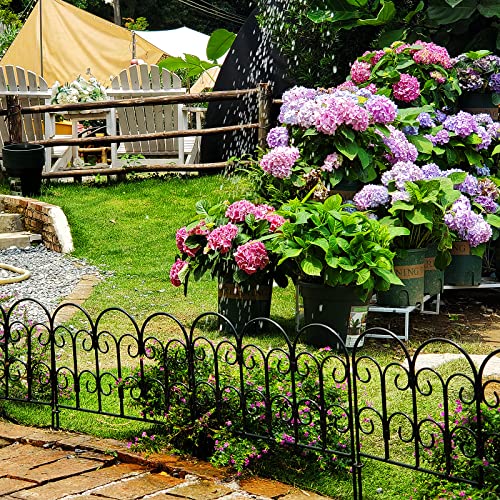 Garden Edging Border Decorative Fences Panel 18" W x 16" H 5 Pack for Flower Bed Edging Rustproof Dog Animal Barrier Fencing for Yard Metal Black