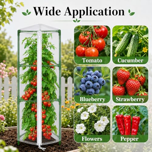 Halatool Garden Tomato Plant Cover Netting, Fits 40–55" Tomato Cages - size: 45 Inch
