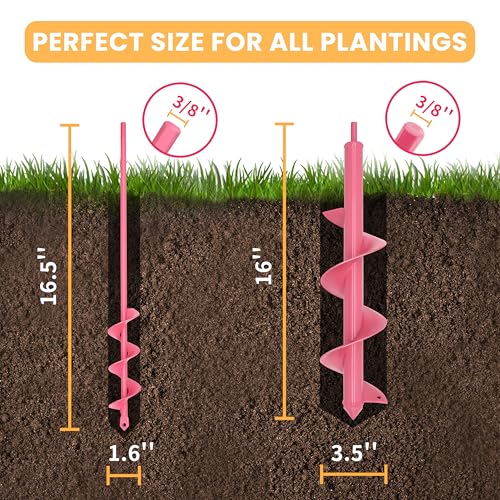 TCBWFY Garden Auger Drill Bit Set - 3.5 x 16 Inch & 1.6 x 16.5 Inch Auger Drill Bits for Planting - Heavy-Duty Garden Tools for Bulbs, Flowers, and Vegetables - size: 1.6"x16.5"+3.5"x16"-Black