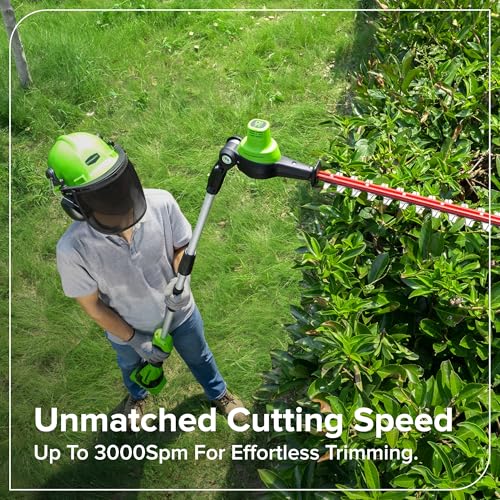 Greenworks 24V 8 in Pole Saw Hedge Trimmer Kit, 2.0 Ah Battery and Charger - size: 8" Combo (2.0Ah), style: 3-Section Polesaw