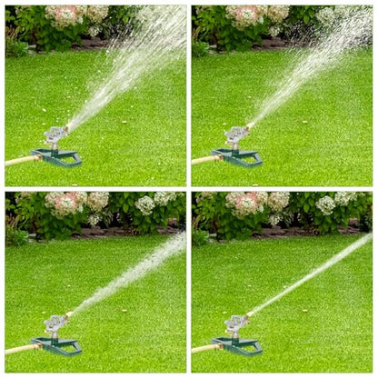 WEMADE Heavy Duty Metal Pulsating Sprinklers for Yard - 360 Degree Roating Automatic Water Sprinkler for Lawn with Metal Base, Impact Sprinklers for Large Area Covers Up to 85‘ Diameter