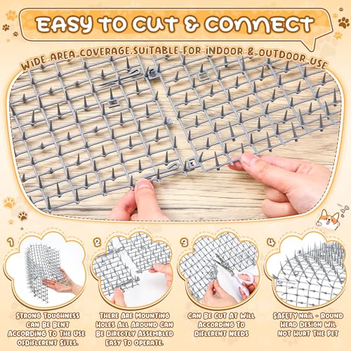 Sanwuta 2 Pcs 26.3 ft Cat Spike Mat Outdoor Deterrent Mat, Gray - color: Gray