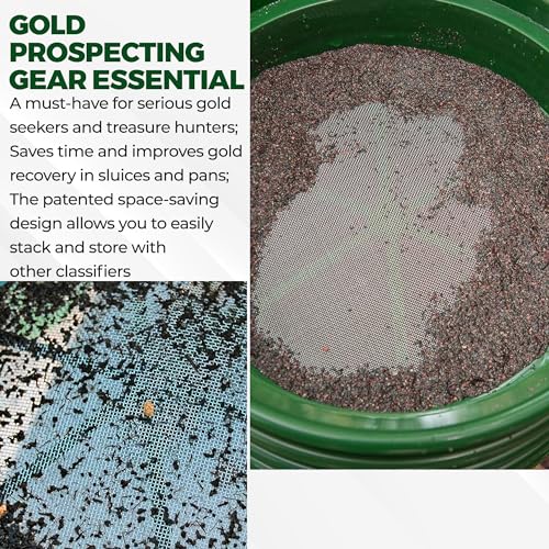 SE Gold Prospecting-Sifting-Panning, 13.25 Inch Wide Stackable Classifier Gold Prospecting Pan, 1/12 Inch Stainless Steel Mesh Sifting Pan, Green - size: 1/12 inch, style: Pans