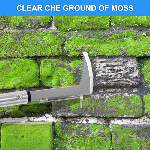 BARAYSTUS Crack Weeder, Stainless Steel Manual Crevice Weeding Tool, Long Handle Weed Grabber Remover, L-Shaped Manual Weeder Puller, Durable Crevice Weeding Tool for Sidewalk Garden Patio Lawn - size: Adjustable Length (25.6"/41"/55")