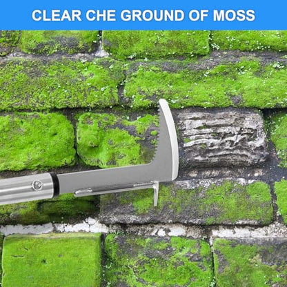 BARAYSTUS Crack Weeder, Stainless Steel Manual Crevice Weeding Tool, Long Handle Weed Grabber Remover, L-Shaped Manual Weeder Puller, Durable Crevice Weeding Tool for Sidewalk Garden Patio Lawn - size: Adjustable Length (25.6"/41"/55")