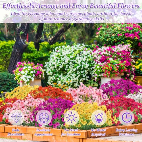 30 Bundles Realistic Artificial Flowers Bulk for Outdoors, UV Resistant - color: Mixed 6 Colors