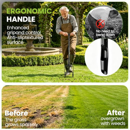 Manual Lawn Core Aerator for Compacted Soil, Hollow Tines