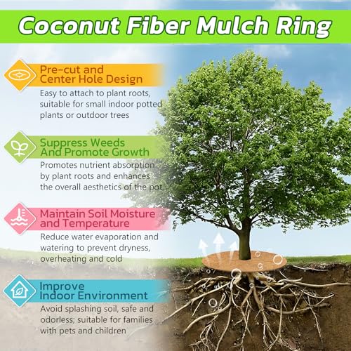 Legigo 10 Pack Coconut Fiber Mulch Ring Tree Plant Protector Mat, 14 Inch - color: 10 Pack, size: 14 Inch