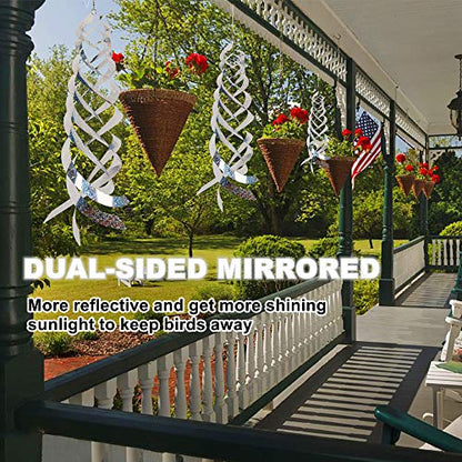 Hausse Bird Repellent Spiral Reflectors Silver Mylar Spinner, Hanging Reflective Bird Deterrent Device, Garden Decorative Scare Birds Away, Like Woodpeckers, Pigeons and Geese, 6 Pack - size: 15.8 Inch, Silver