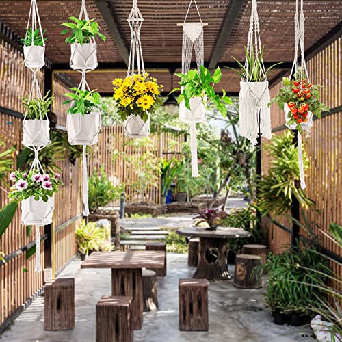 SFENNGPET Macrame Plant Hangers, 6Pack Hanging Planters for Indoor Plants - color: White