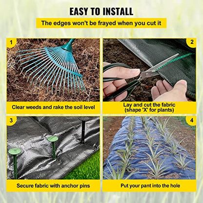 VEVOR Weed Barrier Fabric Heavy Duty 3x300 FT, 5.8oz Landscape Fabric, Woven Garden Fabric Weed Barrier, Weed Blocker Fabric, Weed Control Fabric Ground Cover, Geotextile Fabric, Gardening Mat, Black - size: 3FT*300FT-5.8OZ, style: Woven