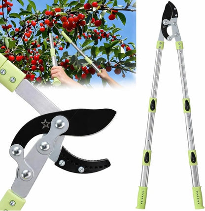 Heavy-Duty Extendable Anvil Lopper, 28"-41" Telescopic Tree Trimmer with Double Ratcheting Mechanism for 2" Branches - color: Green