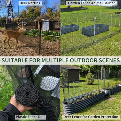 Deer Fence Netting, 5x100 Ft Plastic Mesh Fence Roll, Temporary Fence Black - color: Black, size: 5X100FT