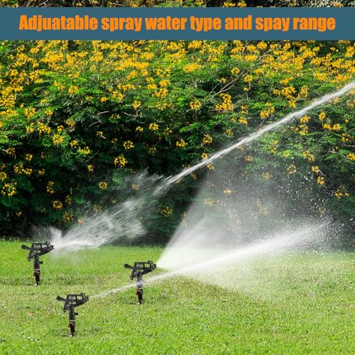 Honoson 4 Pcs 1/2 Inch Plastic Impact Sprinkler Heads Adjustable, Black - color: Black
