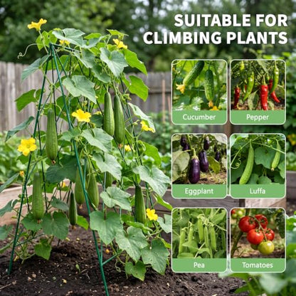 DoCred 39.4" H Cucumber Trellis, 2 Pack Foldable A Frame Garden Trellis - color: Steel Green, size: 39.4" H (Standard)