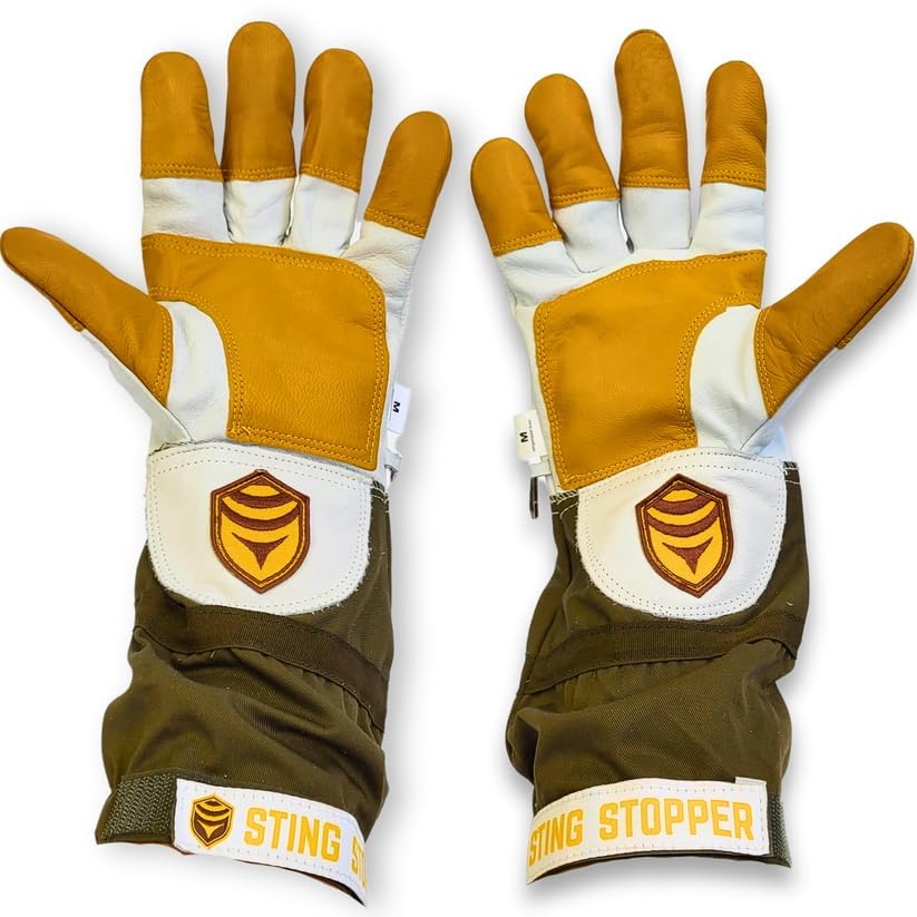 Sting Stopper Heavy Duty Beekeeping Gloves, Olive Green, X-Small - color: Olive Green, size: X-Small