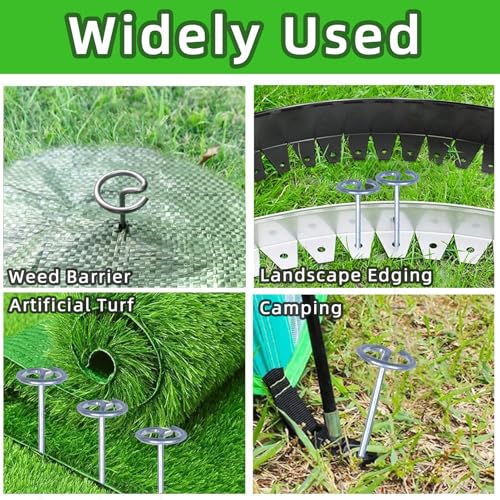 8 Inch Circle Top Landscape Staples, 100Pcs 8 Gauge Galvanized Steel Heavy Duty Gardn Stakes for Outdoor Gardening Weed Barrier Sod Fabric