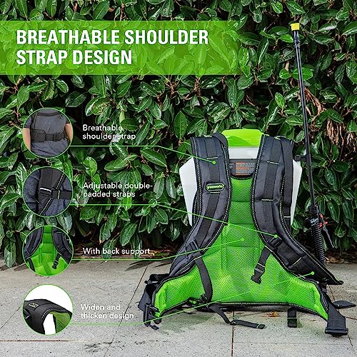 Greenworks 24V 4 Gallon Battery Powered Backpack Sprayer with 5 Tips, 70PSI Pressure-Weed Killer, Pest Control, Sanitizing & Garden Spraying, High-Pressure Sprayer, 2.0Ah Battery and Charger Included - size: W/ Battery & Charger