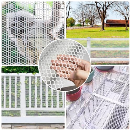 White Plastic Wire Mesh Fence 16In x 20Ft, Chicken Wire Fencing for Poultry - color: White, size: 16IN x 20FT