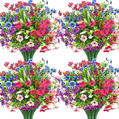 20 Bundles Artificial Flowers for Outdoors Fake Plants, Mixed - color: Mixed Color