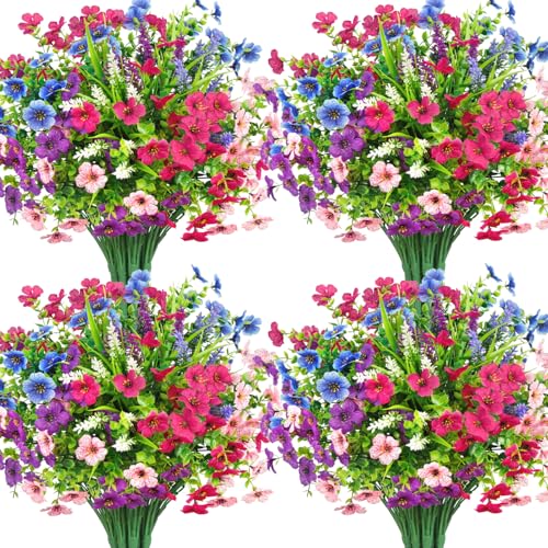 20 Bundles Artificial Flowers for Outdoors Fake Plants, Mixed - color: Mixed Color