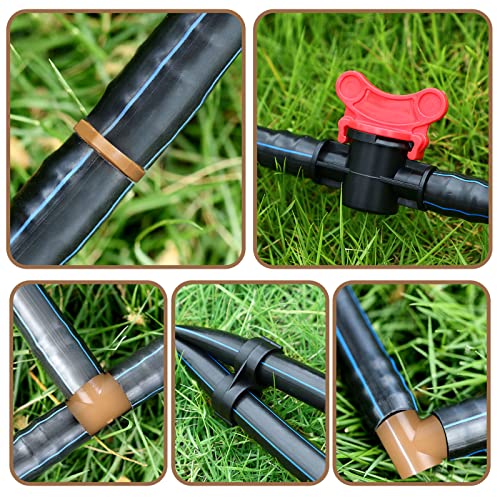 Outus 68 Pcs 1/2 Inch Drip Irrigation Fittings Drip Irrigation Fitting Kit Switch Tee Coupling Elbow and End Cap Plastic Plug Drip Irrigation Connector for Compatible Drip or Sprinkler System