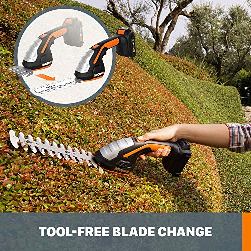 Worx WG801 20V Power Share 4" Cordless Shear and 8" Shrubber Trimmer (Battery & Charger Included) | Telescoping Pole for WG801 Shear Shrubber
