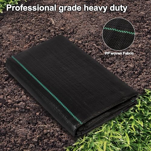 Jevrench 3.2 oz Heavy Duty Weed Barrier Landscape Fabric, 3 x 50 ft - size: 3.2oz - 3ft x 50ft