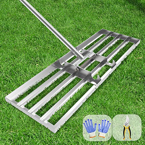 Lawn Leveling Rake 45" 6.5ft Lawn Leveler Ground Full Stainless Steel Leveling Landscape Rake Topdressing Spreader Levelawn Tool for Backyard, Garden, Golf Couse, Farm, Pasture - size: 45x10inch-6.5FT