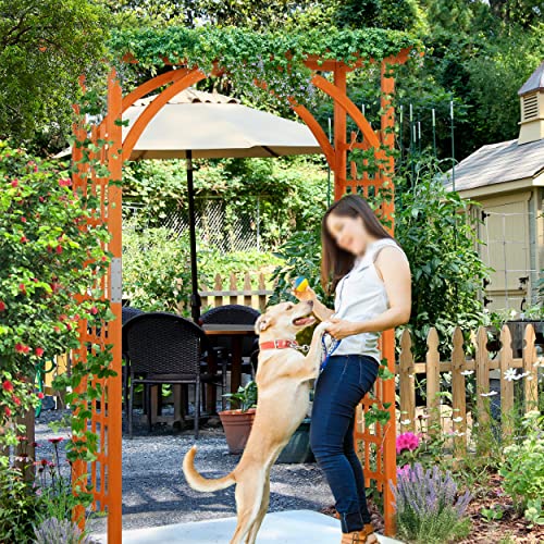 Yaheetech 7FT Wooden Arch Arbor, Wood Trellis for Climbing Plants Outdoor