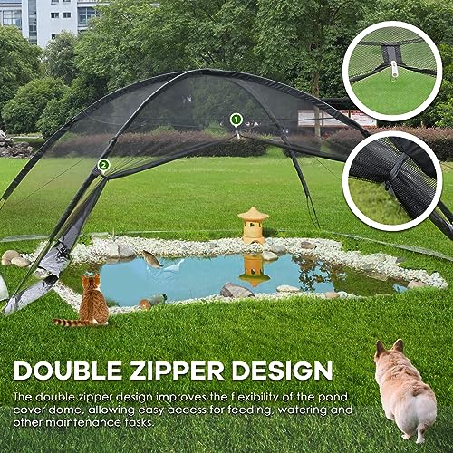 Mxmoonant Pond Cover Dome 10x11 FT, w/4 Windropes, 1-Person Install