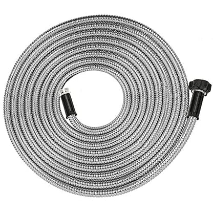 Yanwoo 304 Stainless Steel 20 Feet Garden Hose with Female to Male Connector, Water Hose, Metal Hose, Outdoor Hose (20ft) - size: 20ft