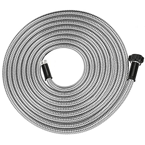 Yanwoo 304 Stainless Steel 20 Feet Garden Hose with Female to Male Connector, Water Hose, Metal Hose, Outdoor Hose (20ft) - size: 20ft